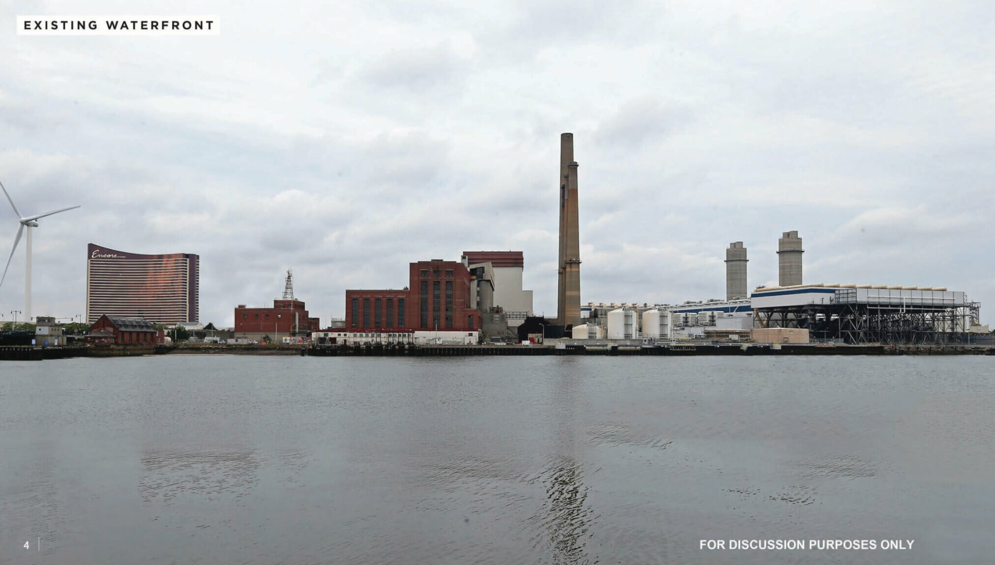 Current waterfront view showing industrial waterfront